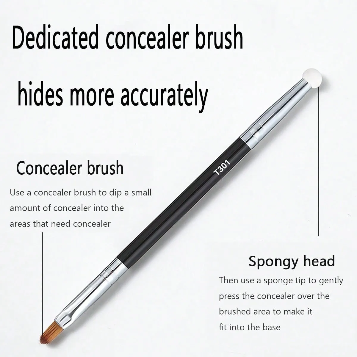 2pcs Concealer Brush Sponge Double Head Spot Brush Black Eye Eyeliner Tear Furrow Brush Makeup Brush Convenient For Beginners