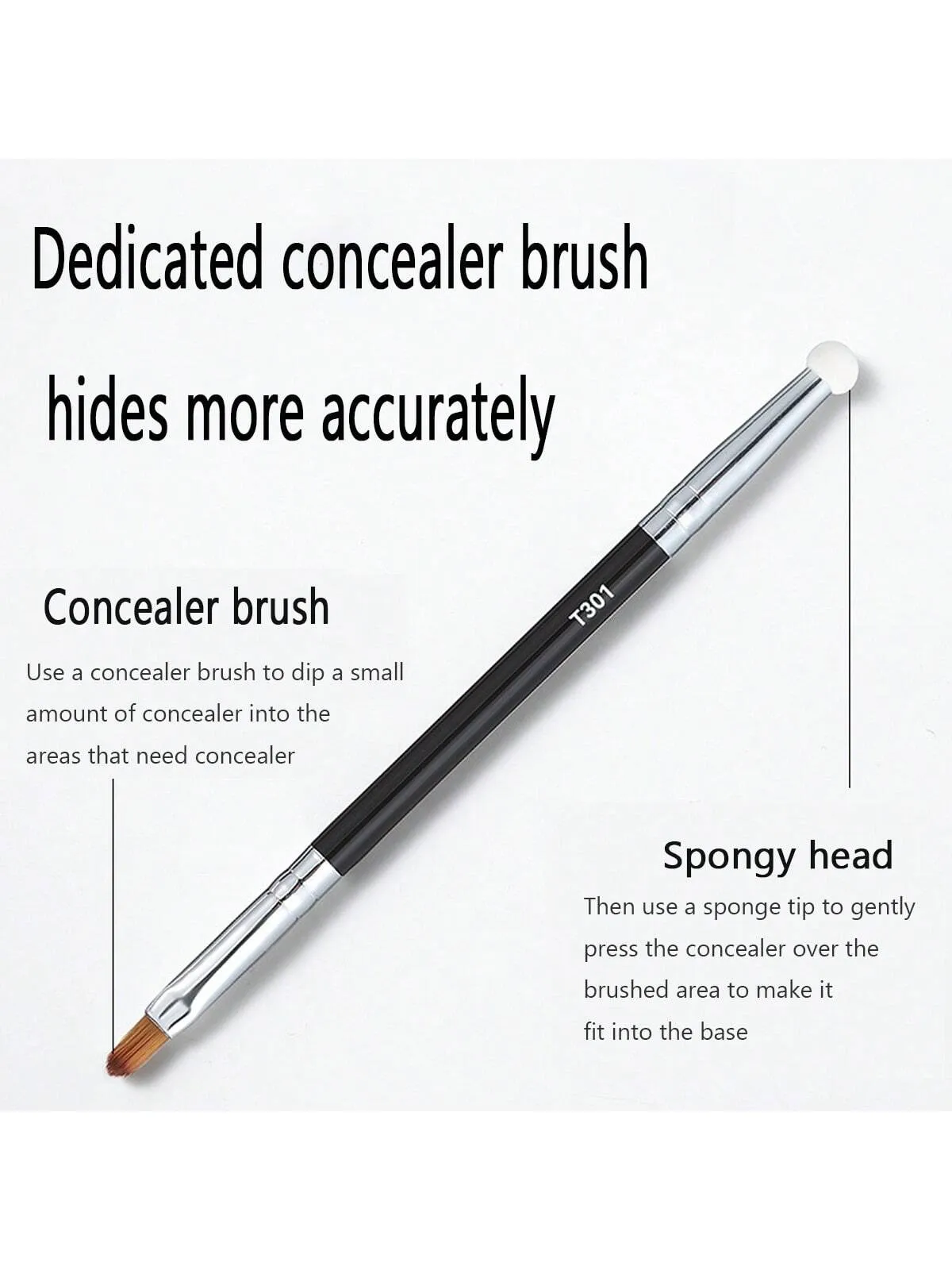 2pcs Concealer Brush Sponge Double Head Spot Brush Black Eye Eyeliner Tear Furrow Brush Makeup Brush Convenient For Beginners