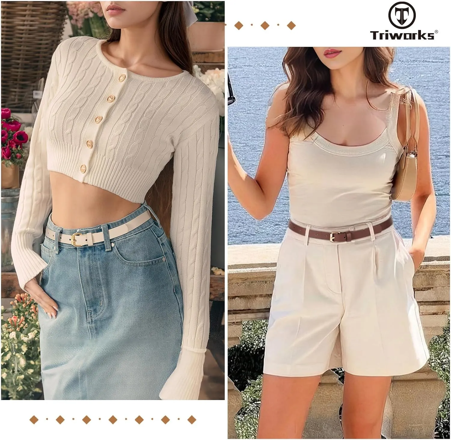 3 Pack Women Skinny Leather Belt for Jeans Pants Dress Ladies Thin Waist Belt with Gold Buckle