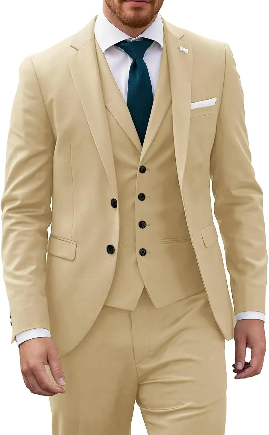 3 Piece Mens Suit Regular Fit Wedding Suit Prom Formal Suits for Men Business Suits Jacket Vest Pants Set