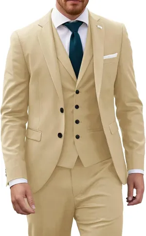 3 Piece Mens Suit Regular Fit Wedding Suit Prom Formal Suits for Men Business Suits Jacket Vest Pants Set
