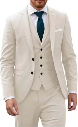 3 Piece Mens Suit Regular Fit Wedding Suit Prom Formal Suits for Men Business Suits Jacket Vest Pants Set