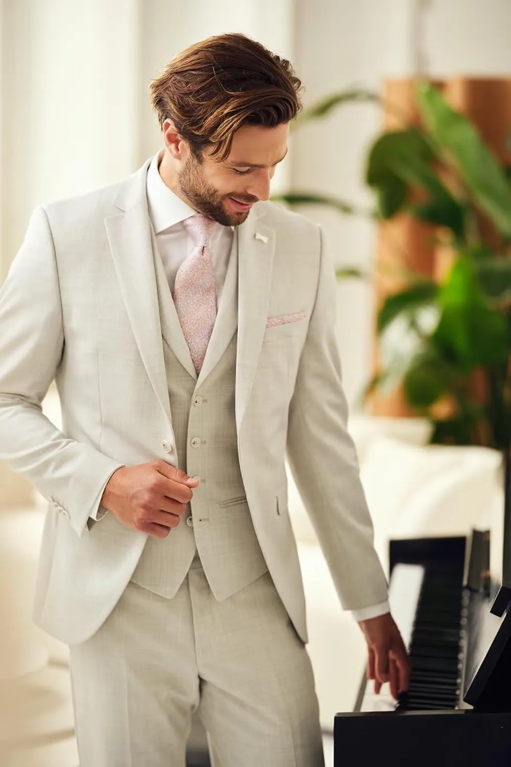 3 Piece Mens Suit Regular Fit Wedding Suit Prom Formal Suits for Men Business Suits Jacket Vest Pants Set