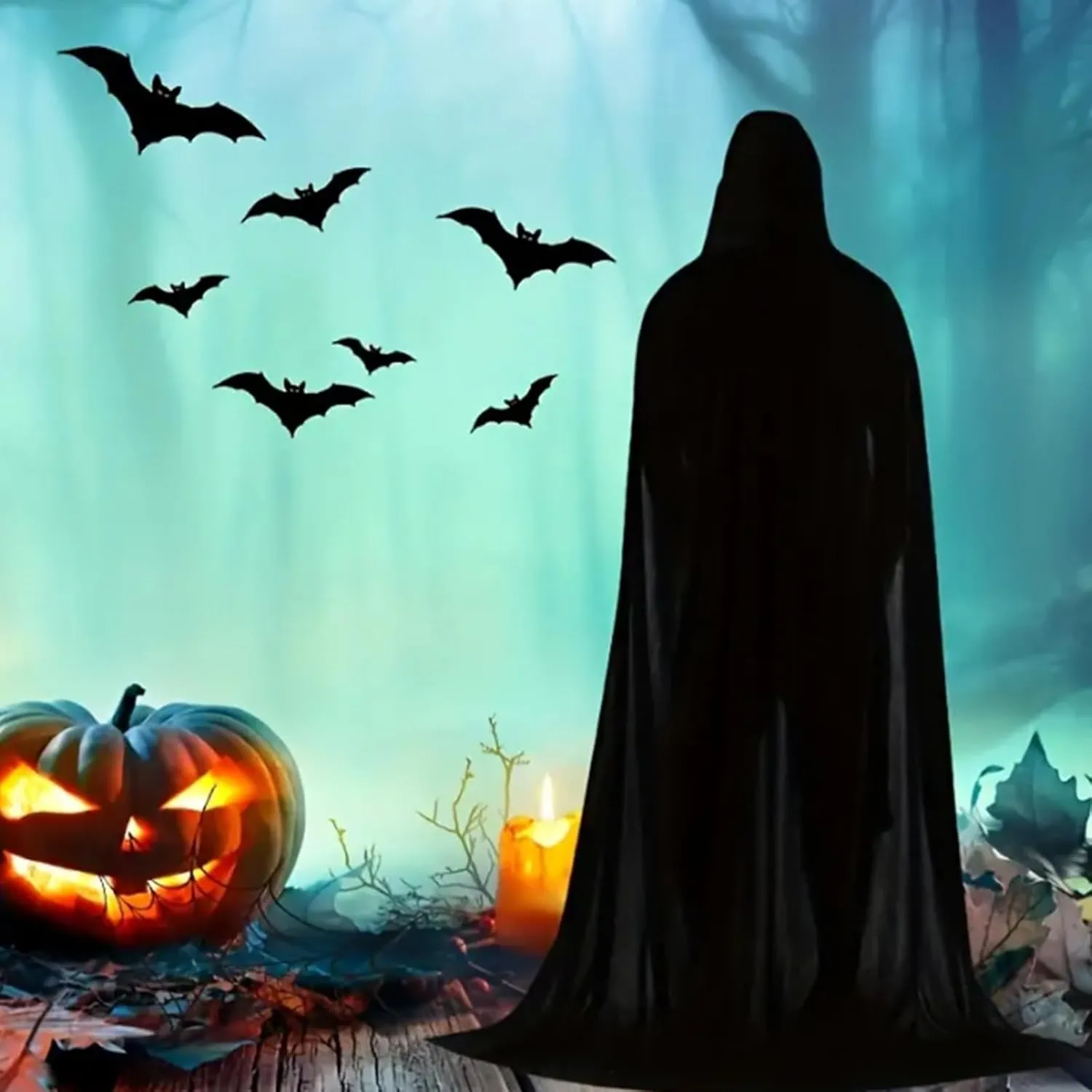 6pcs/set Unisex Hooded Halloween Christmas Cloak Costume set, 2Pcs Cloak with 2Pairs Gloves, 2Pcs Necklace