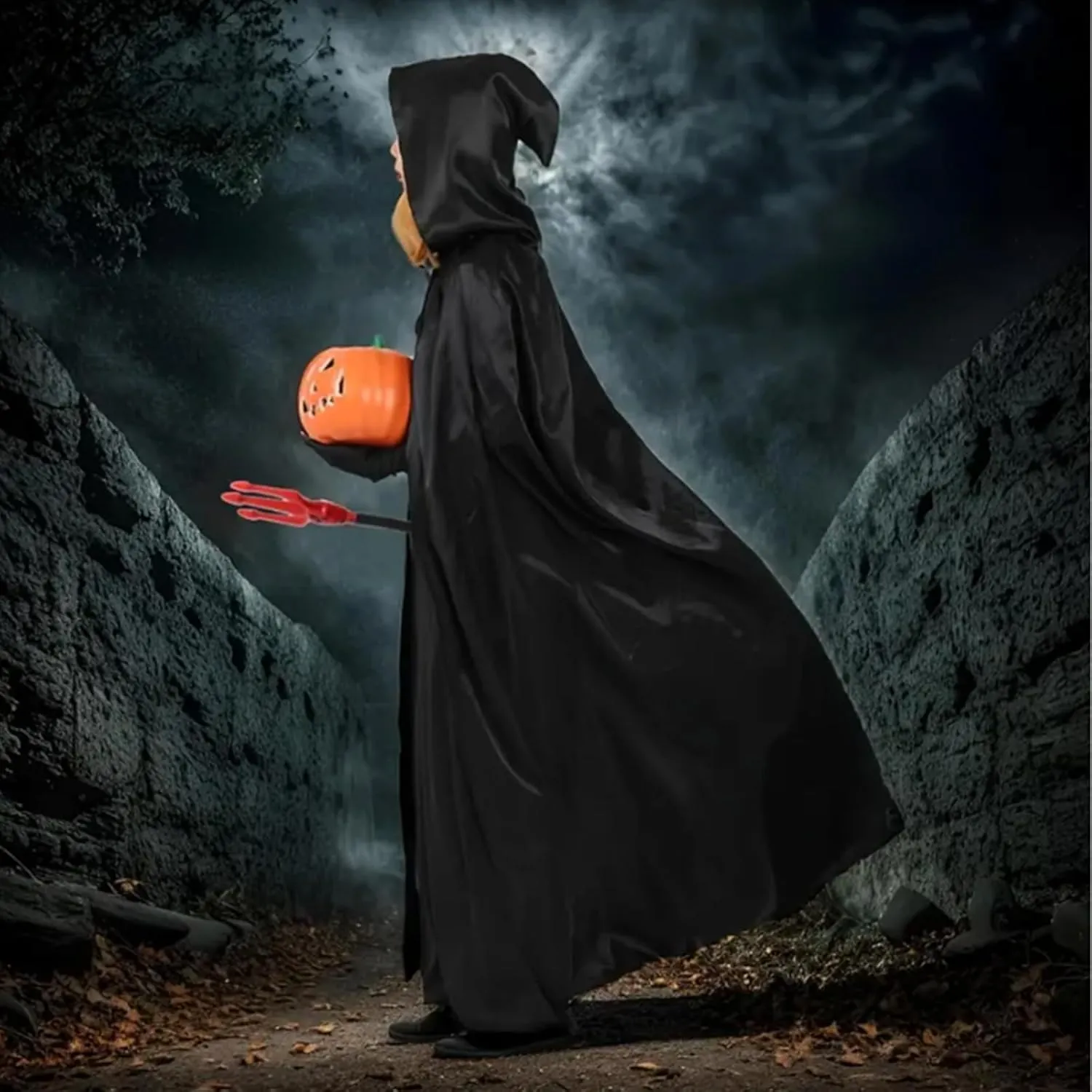 6pcs/set Unisex Hooded Halloween Christmas Cloak Costume set, 2Pcs Cloak with 2Pairs Gloves, 2Pcs Necklace