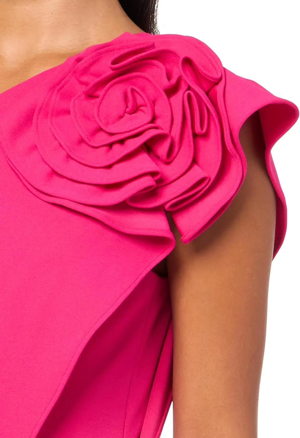 Adrianna Papell Womens One Shoulder Rosette Jumpsuit