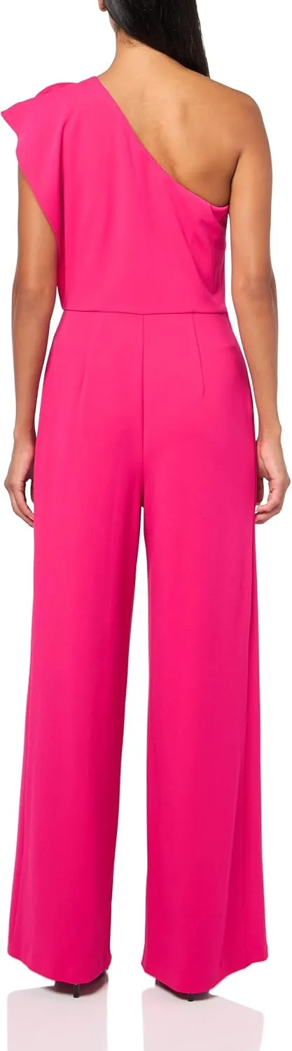 Adrianna Papell Womens One Shoulder Rosette Jumpsuit