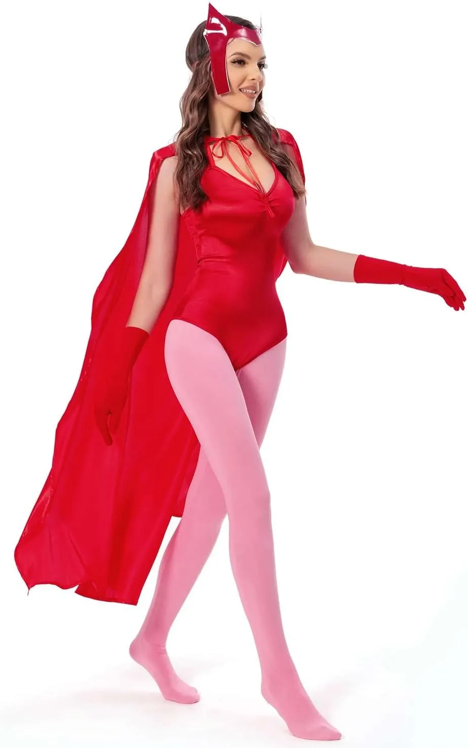 Adult Cosplay Bodysuit Halloween Witch Jumpsuit Costume Outfit Cloak Cape Suit Set