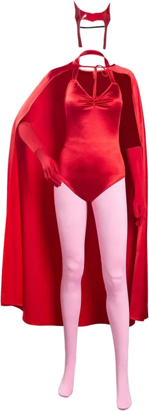 Adult Cosplay Bodysuit Halloween Witch Jumpsuit Costume Outfit Cloak Cape Suit Set