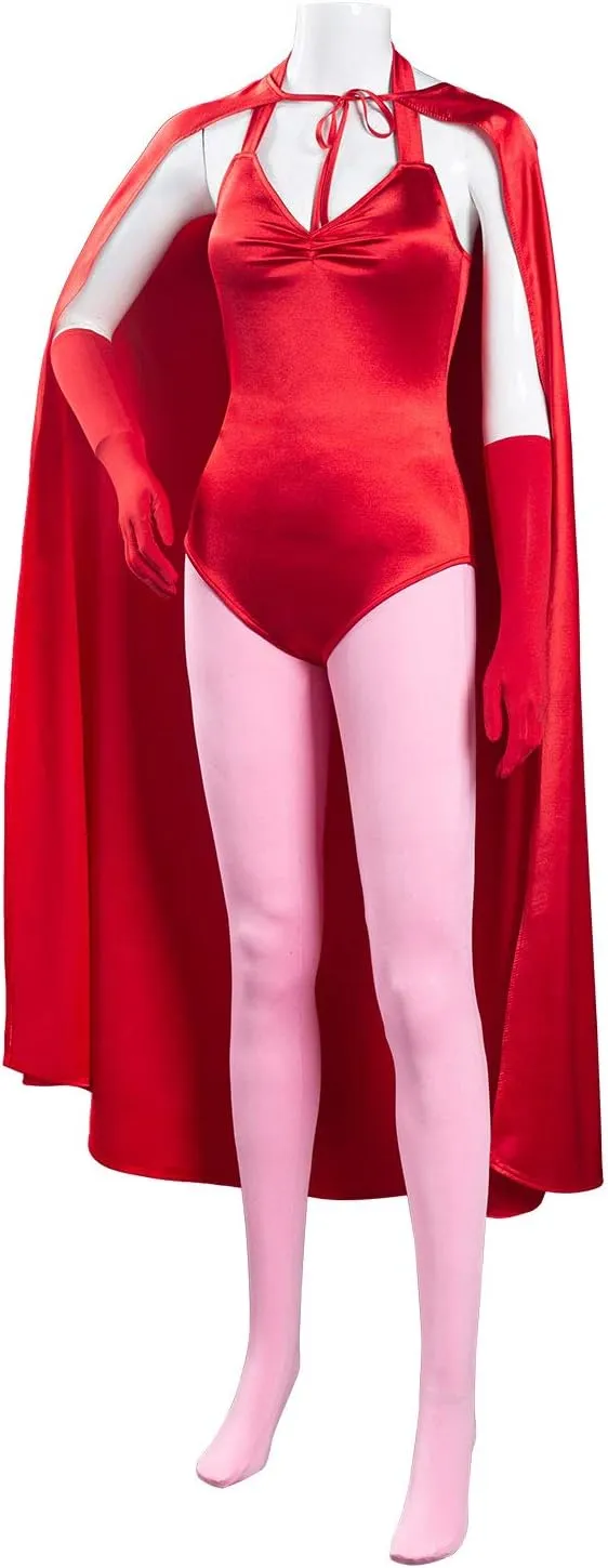 Adult Cosplay Bodysuit Halloween Witch Jumpsuit Costume Outfit Cloak Cape Suit Set