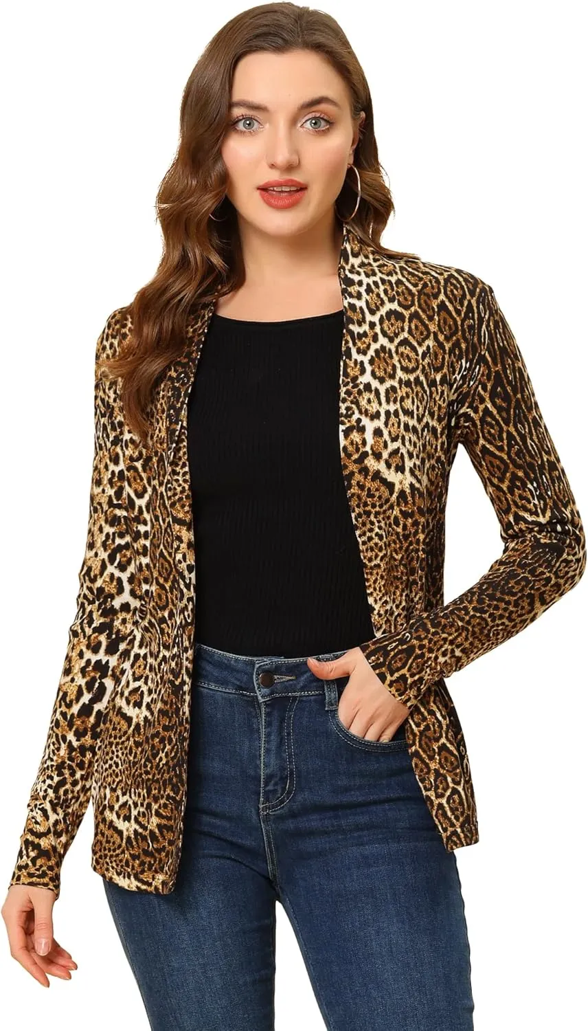 Allegra K Women's Long Sleeves Cardigans Shawl Collar Open Front Christmas Straight Knit Cardigan
