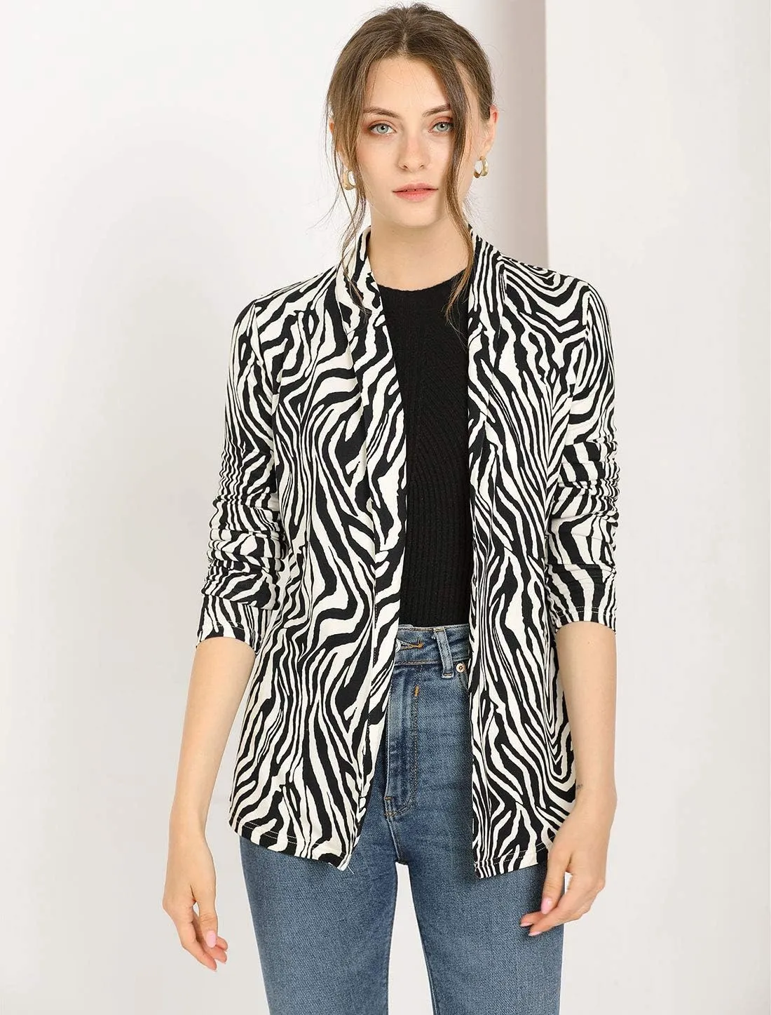 Allegra K Women's Long Sleeves Cardigans Shawl Collar Open Front Christmas Straight Knit Cardigan