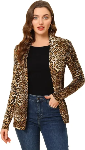 Allegra K Women's Long Sleeves Cardigans Shawl Collar Open Front Christmas Straight Knit Cardigan