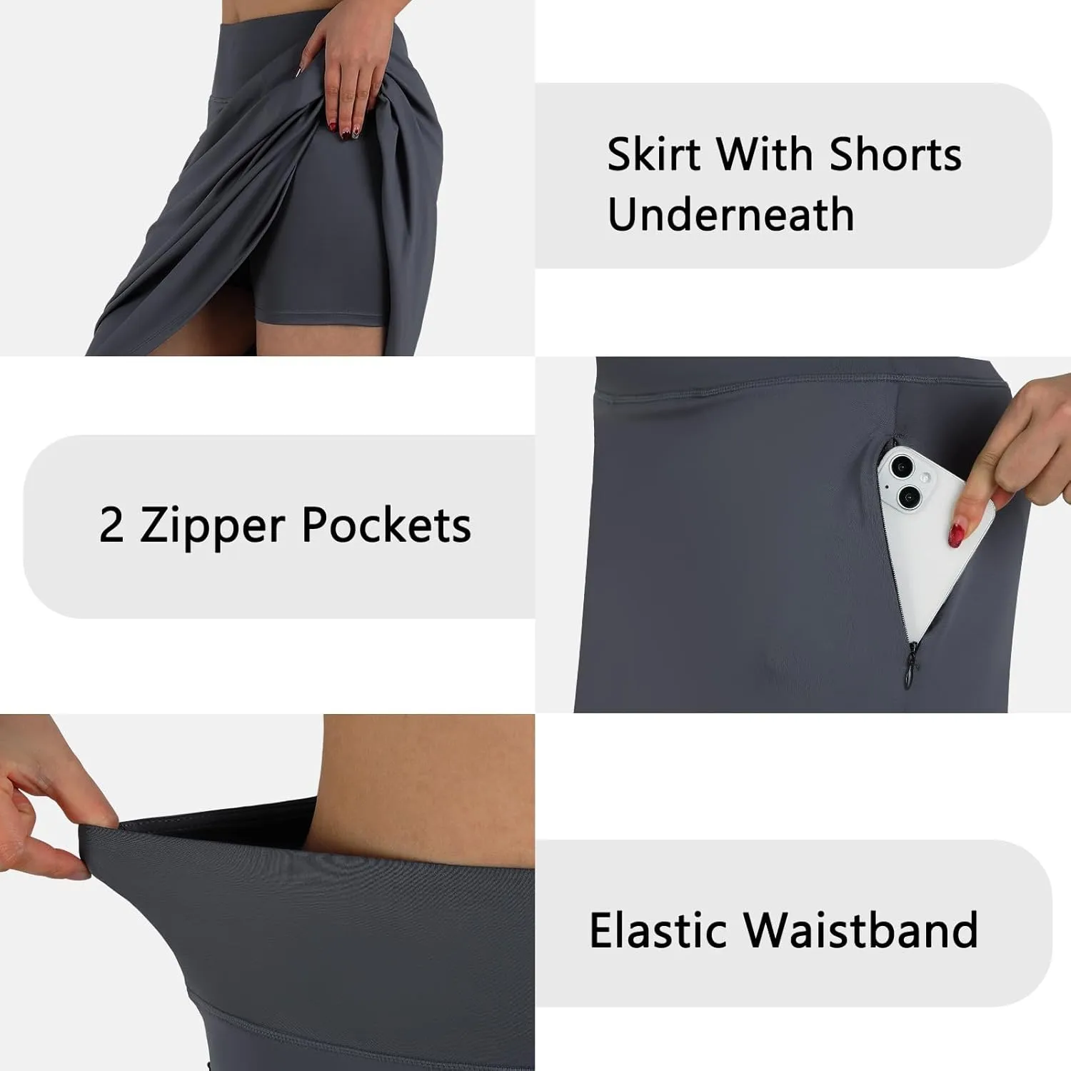 ANIVIVO Women's Midi Length Skorts Skirts with Pockets Modest Skirts 28" Long Knee Length Athletic Skorts