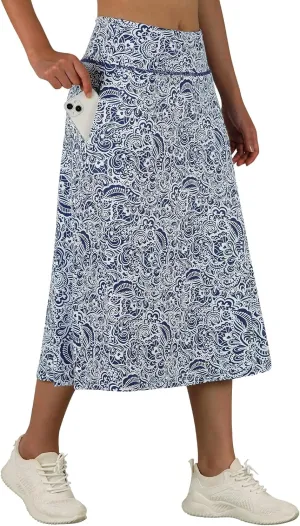 ANIVIVO Women's Midi Length Skorts Skirts with Pockets Modest Skirts 28" Long Knee Length Athletic Skorts