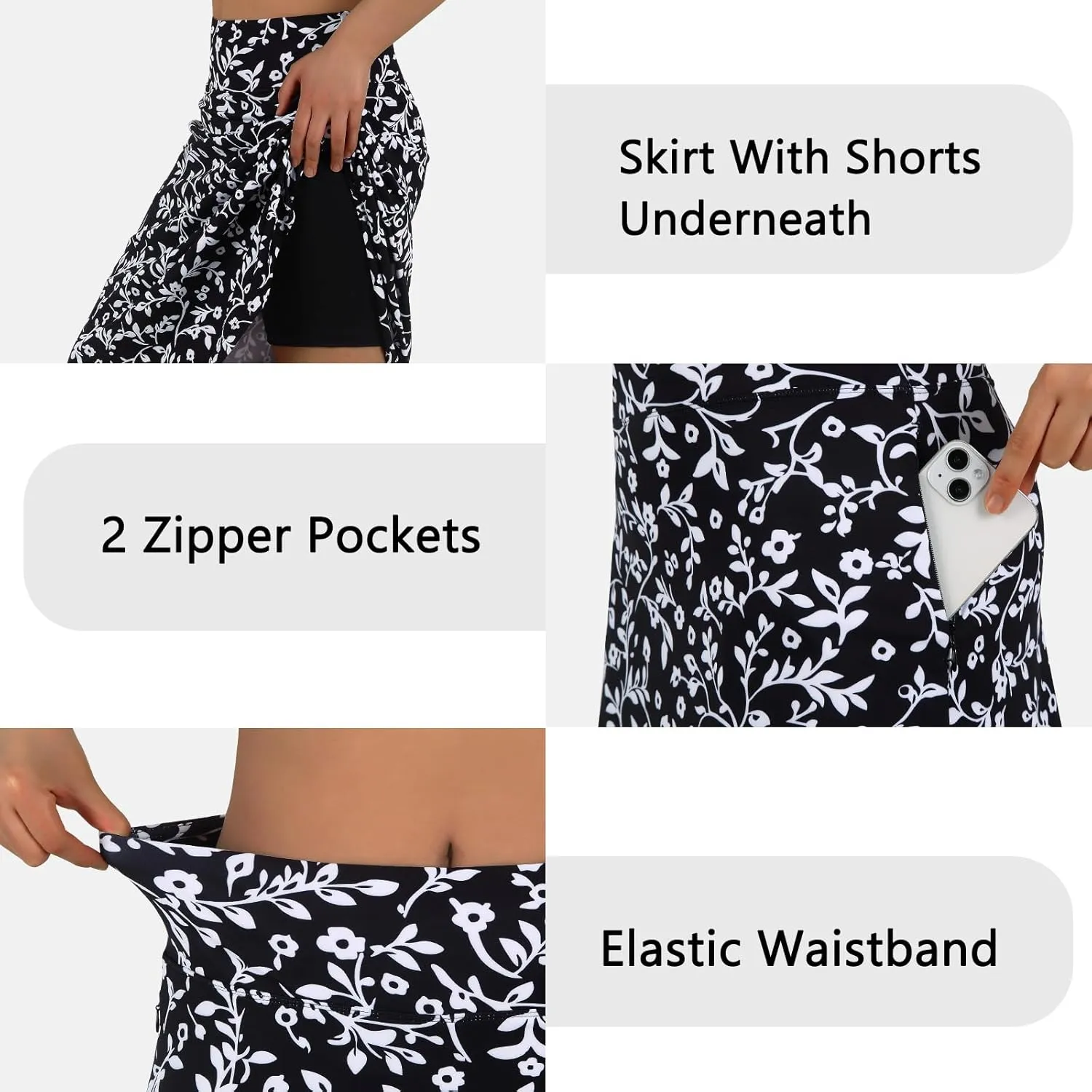 ANIVIVO Women's Midi Length Skorts Skirts with Pockets Modest Skirts 28" Long Knee Length Athletic Skorts