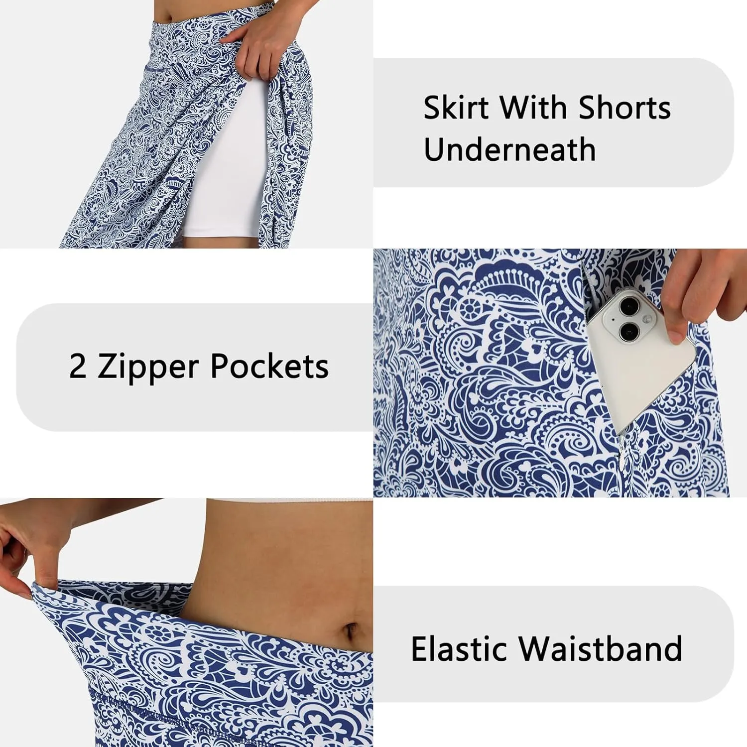 ANIVIVO Women's Midi Length Skorts Skirts with Pockets Modest Skirts 28" Long Knee Length Athletic Skorts