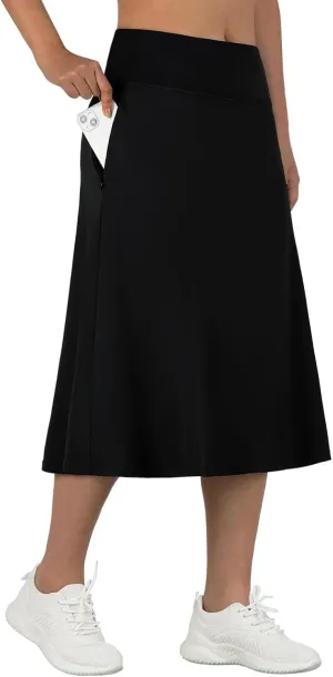 ANIVIVO Women's Midi Length Skorts Skirts with Pockets Modest Skirts 28" Long Knee Length Athletic Skorts
