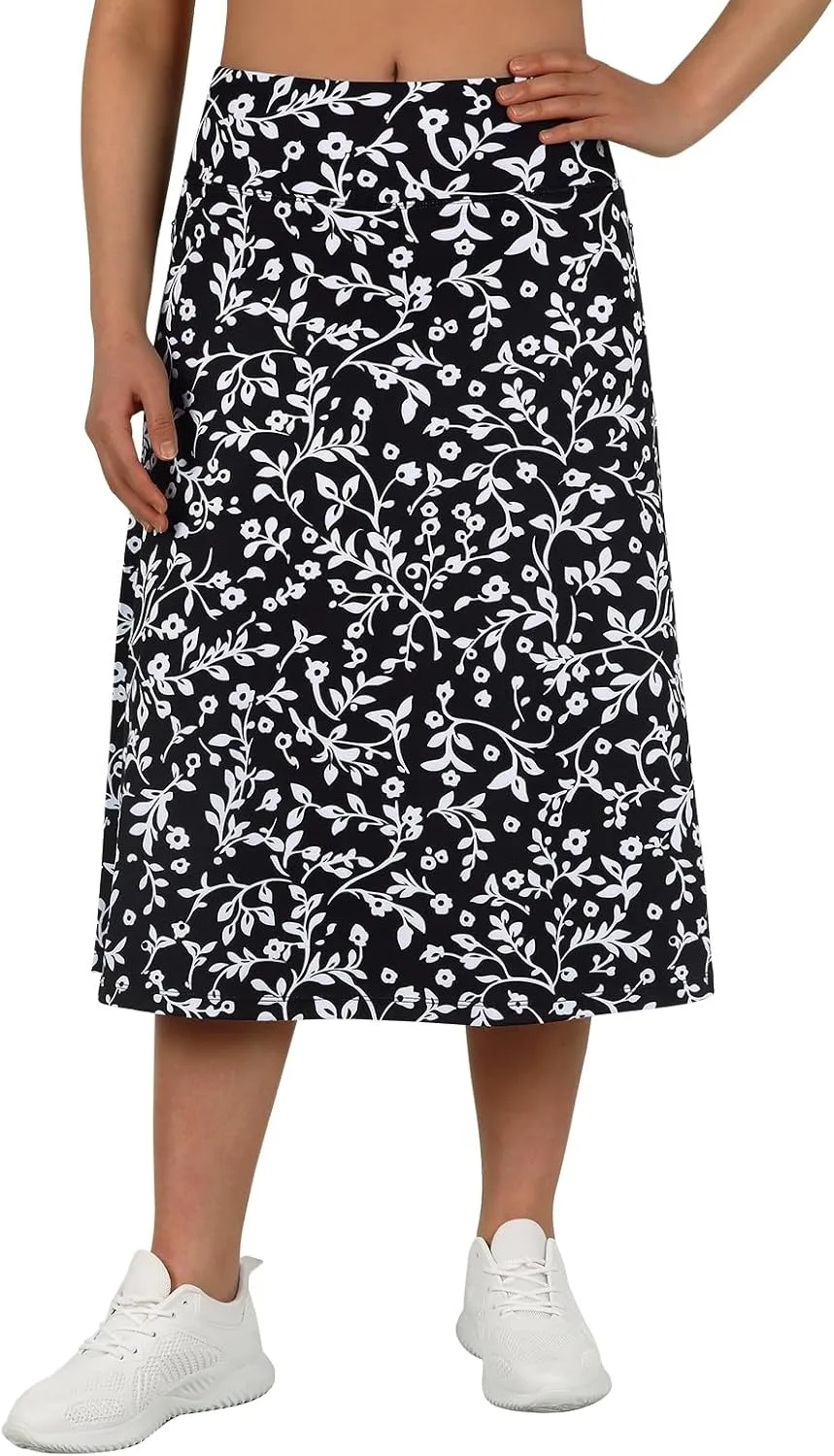 ANIVIVO Women's Midi Length Skorts Skirts with Pockets Modest Skirts 28" Long Knee Length Athletic Skorts
