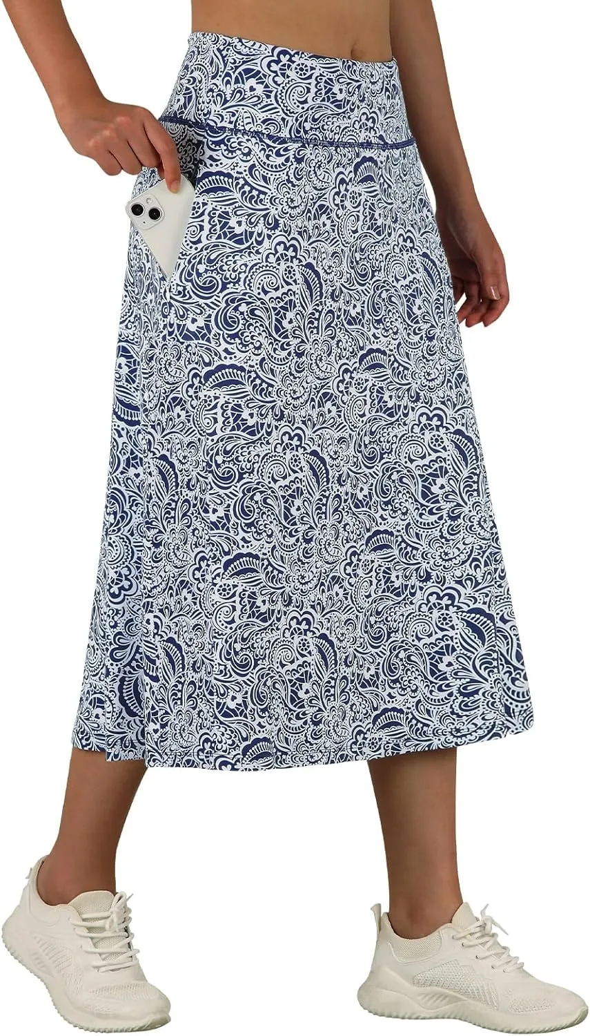 ANIVIVO Women's Midi Length Skorts Skirts with Pockets Modest Skirts 28" Long Knee Length Athletic Skorts