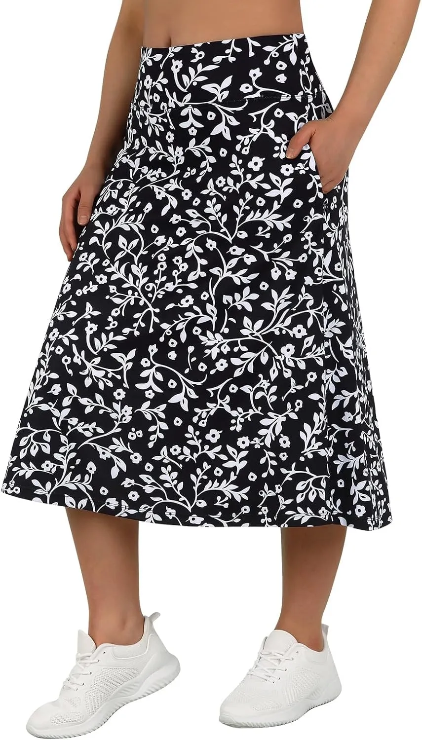ANIVIVO Women's Midi Length Skorts Skirts with Pockets Modest Skirts 28" Long Knee Length Athletic Skorts
