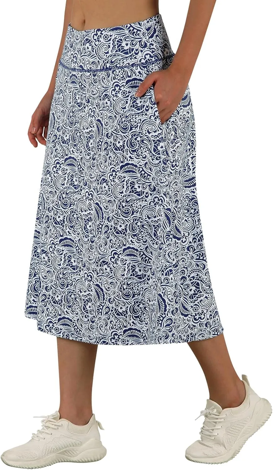 ANIVIVO Women's Midi Length Skorts Skirts with Pockets Modest Skirts 28" Long Knee Length Athletic Skorts