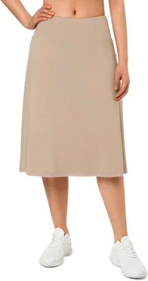 ANIVIVO Women's Skorts Knee Length, Modest Long Skort Athletic Sports Casual Skirt with High Waisted Pockets