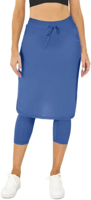 Aurgelmir Women's Tennis Golf Skirts Workout Skirted Leggings Yoga Capri Pants with Skirts Skorts Pockets