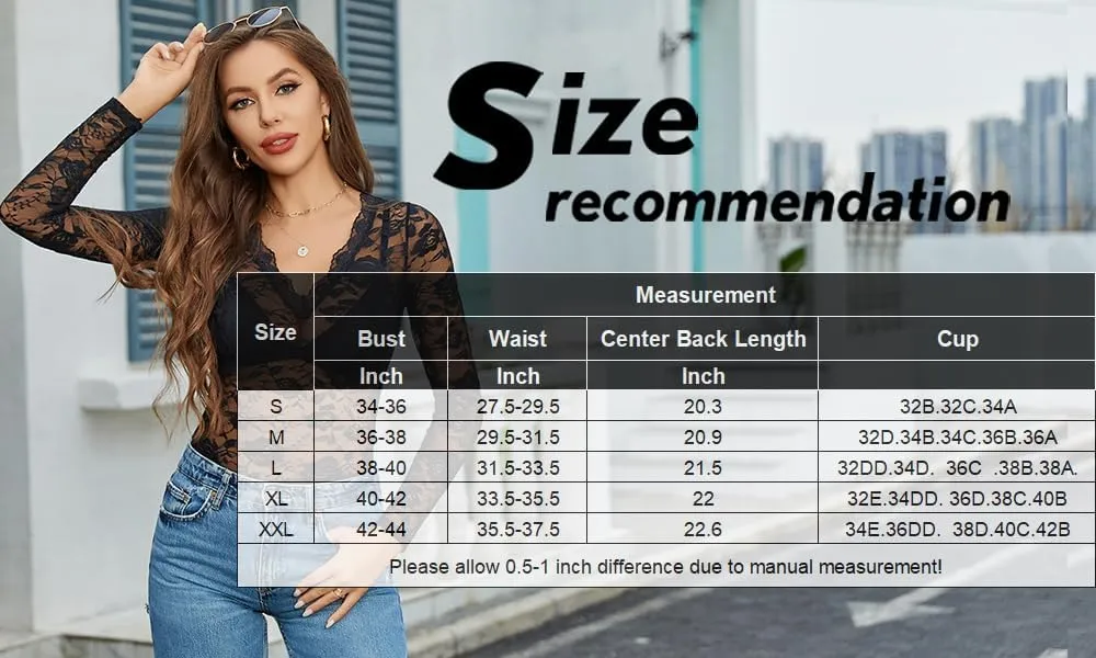 Avidlove Mesh Tops for Women Sheer Long Sleeve Tops V Neck Lace Blouses Under Shirts Floral Lace Tee Shirt S-XXL