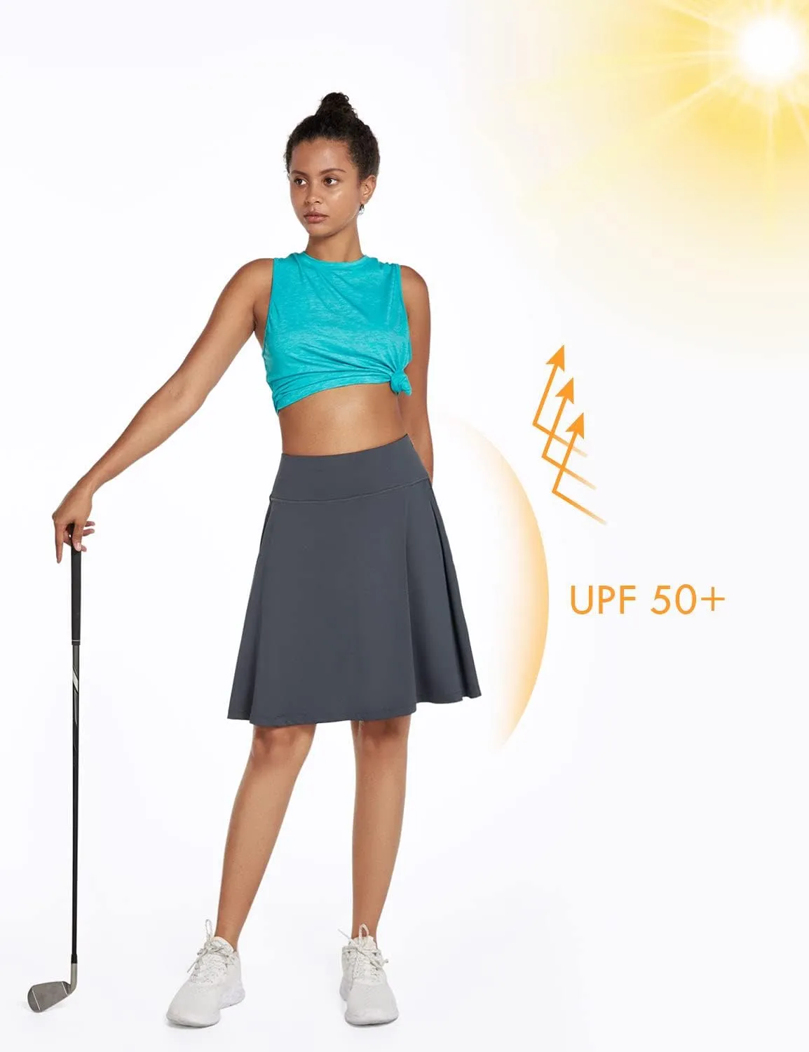 baleaf Women's Skorts Skirts 20" Knee Length Long Golf Sports Casual Skirts Modest with Pockets