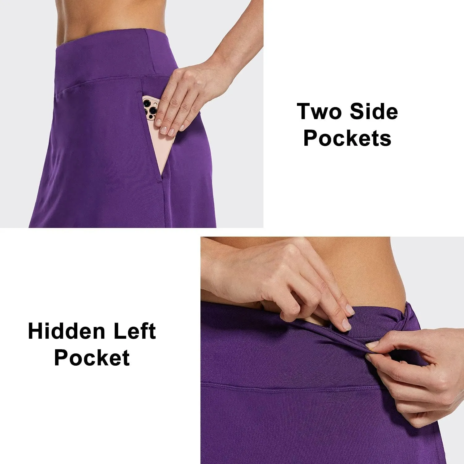 baleaf Women's Skorts Skirts 20" Knee Length Long Golf Sports Casual Skirts Modest with Pockets