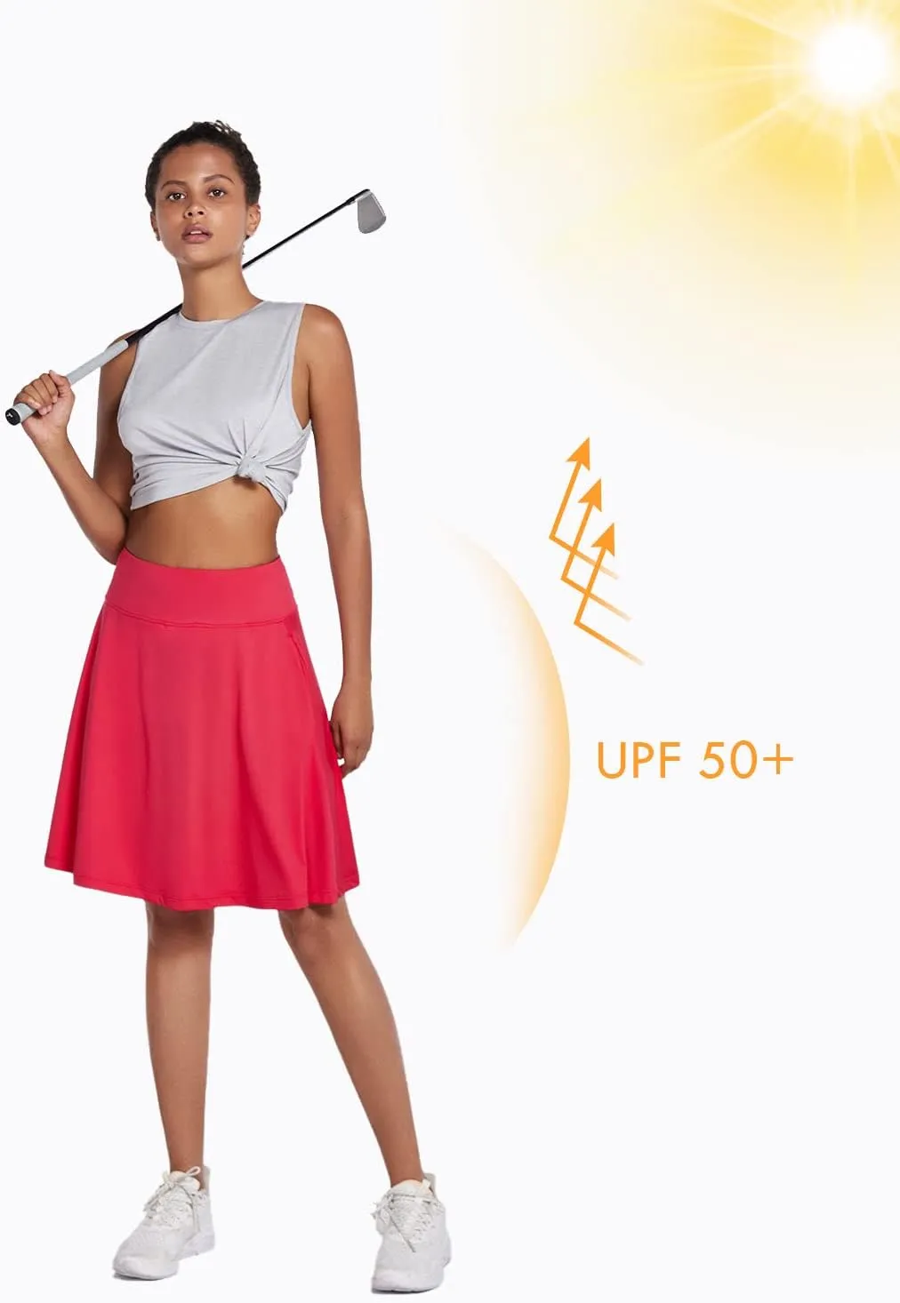 baleaf Women's Skorts Skirts 20" Knee Length Long Golf Sports Casual Skirts Modest with Pockets