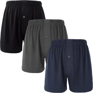 BAMBOO COOL Men's Boxer Shorts Underwear Breathable Stretchy Buttery Soft Boxers with Button Fly 3 or 5 Pack