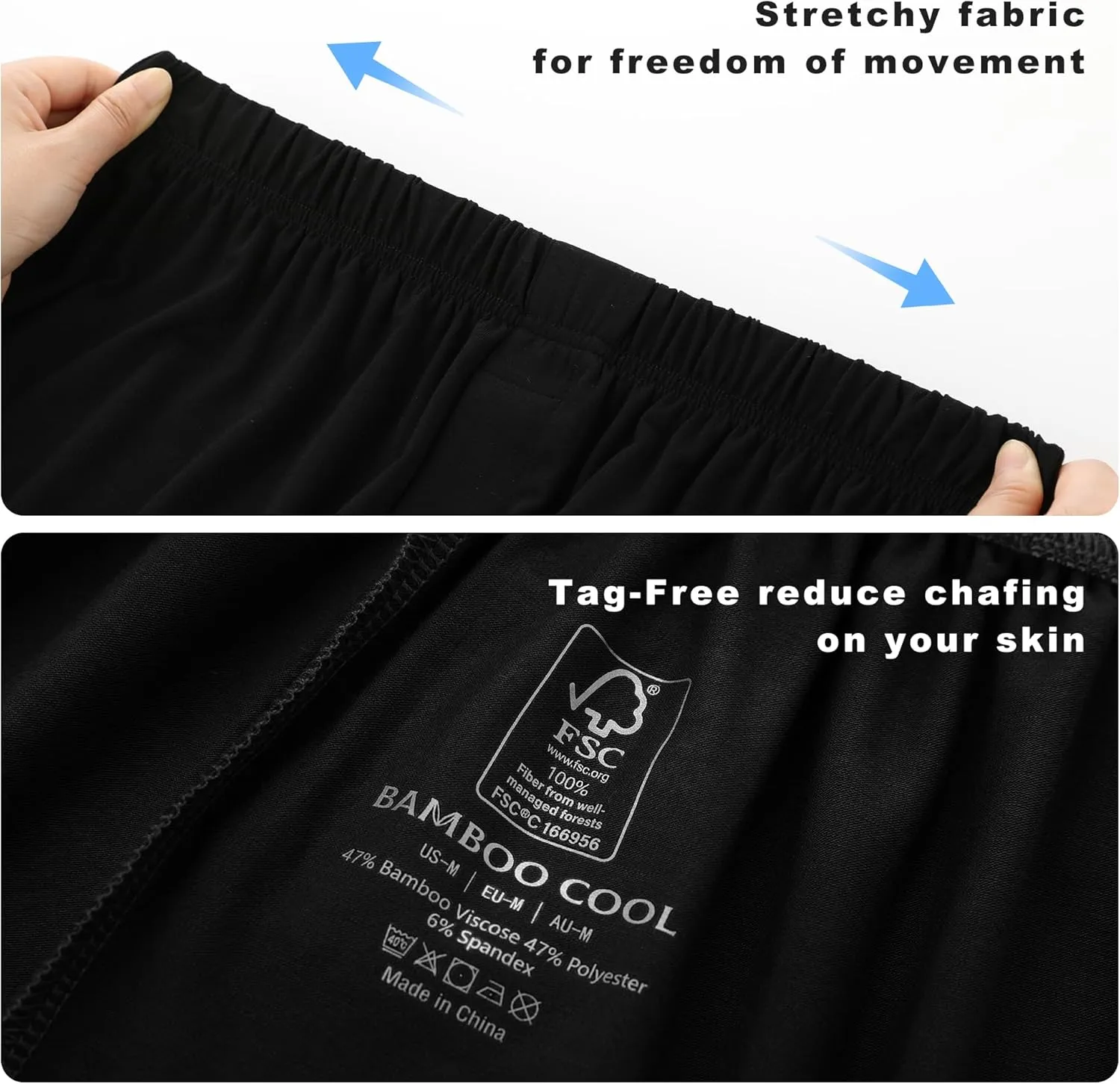 BAMBOO COOL Men's Boxer Shorts Underwear Breathable Stretchy Buttery Soft Boxers with Button Fly 3 or 5 Pack
