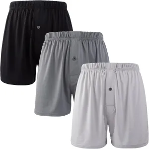 BAMBOO COOL Men's Boxer Shorts Underwear Breathable Stretchy Buttery Soft Boxers with Button Fly 3 or 5 Pack