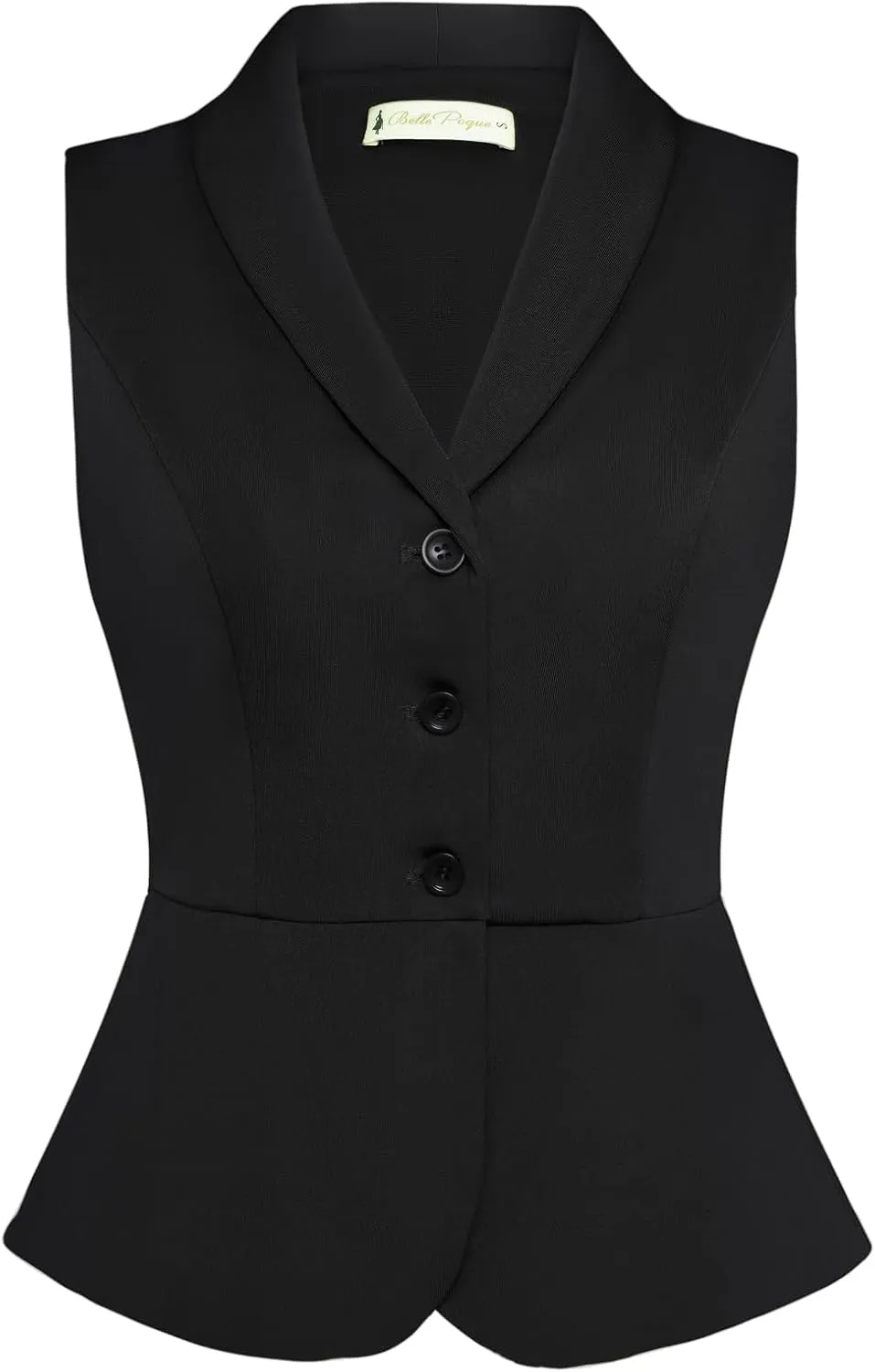 Belle Poque Women's Vintage Vest Top Lapel Collar Button Down Waistcoat V Neck Peplum Dressy Suit Vest for Shirts