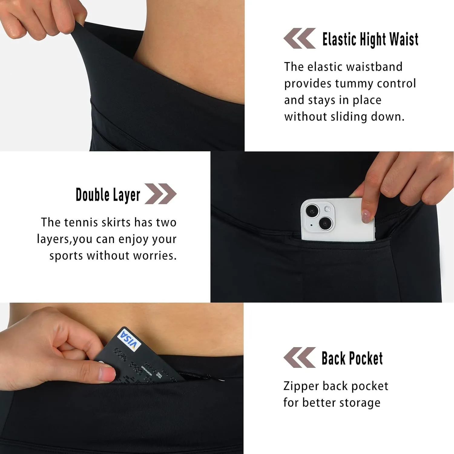 beroy Skorts Skirts for Women,20" Knee Length Skirted for Women,Athletic Skirt with Shorts
