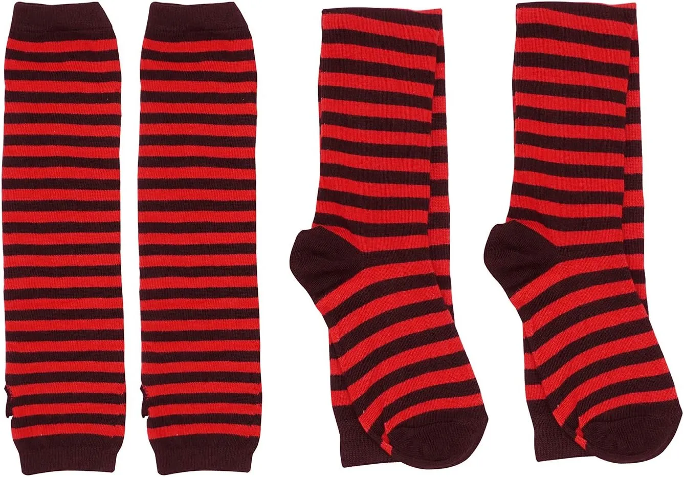 Bienvenu Womens Socks Striped Knee High Socks Arm Warmer Fingerless Gloves Set