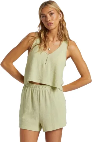 Billabong Harbor Boxy Tank Top - Womens' Crewneck Sleeveless Summer Casual Loose Fit Basic Shirts