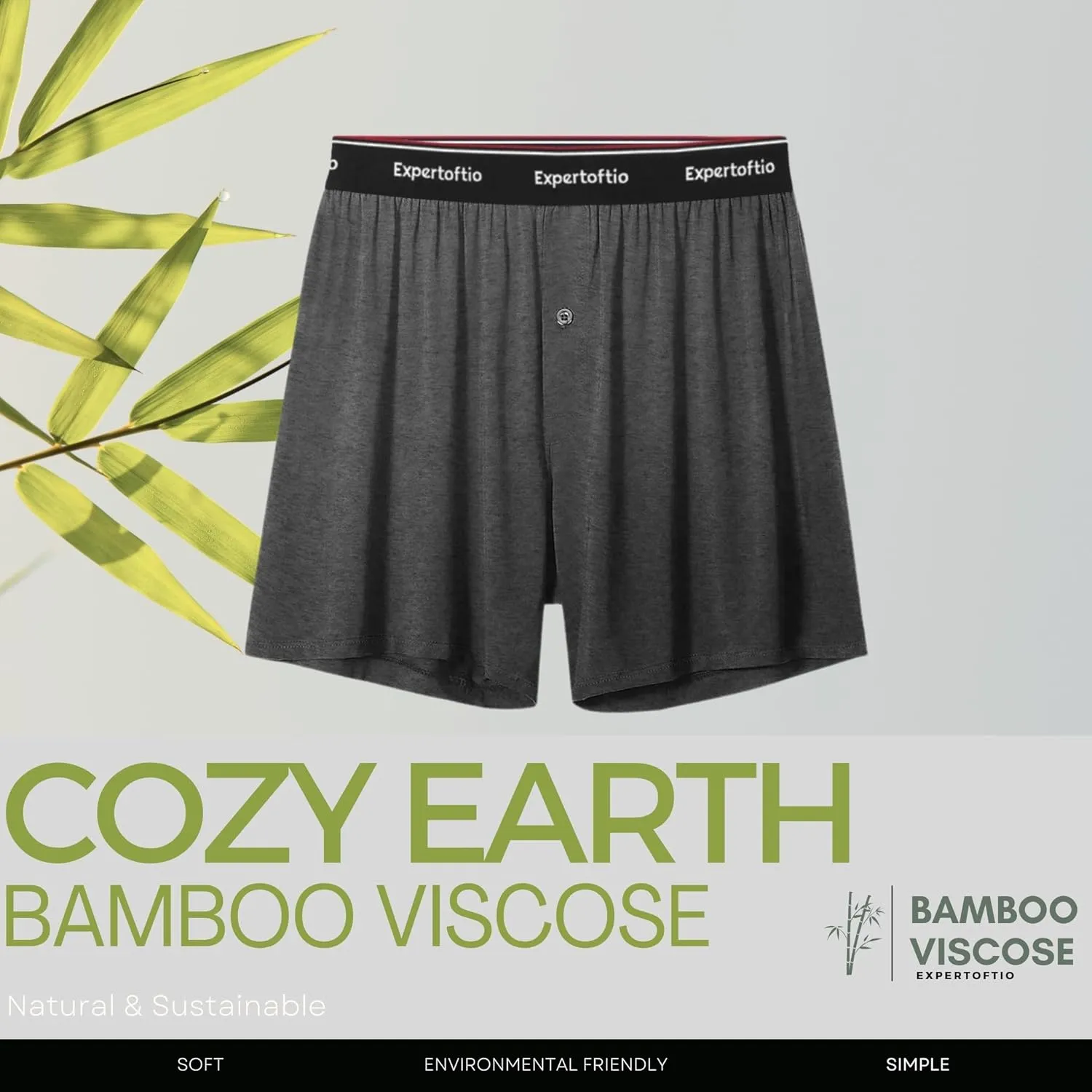 Boxers for Men Viscose from Bamboo Men's Underwear Boxer Shorts Breathable Mens Boxer, Loose Fit, Knit Pack