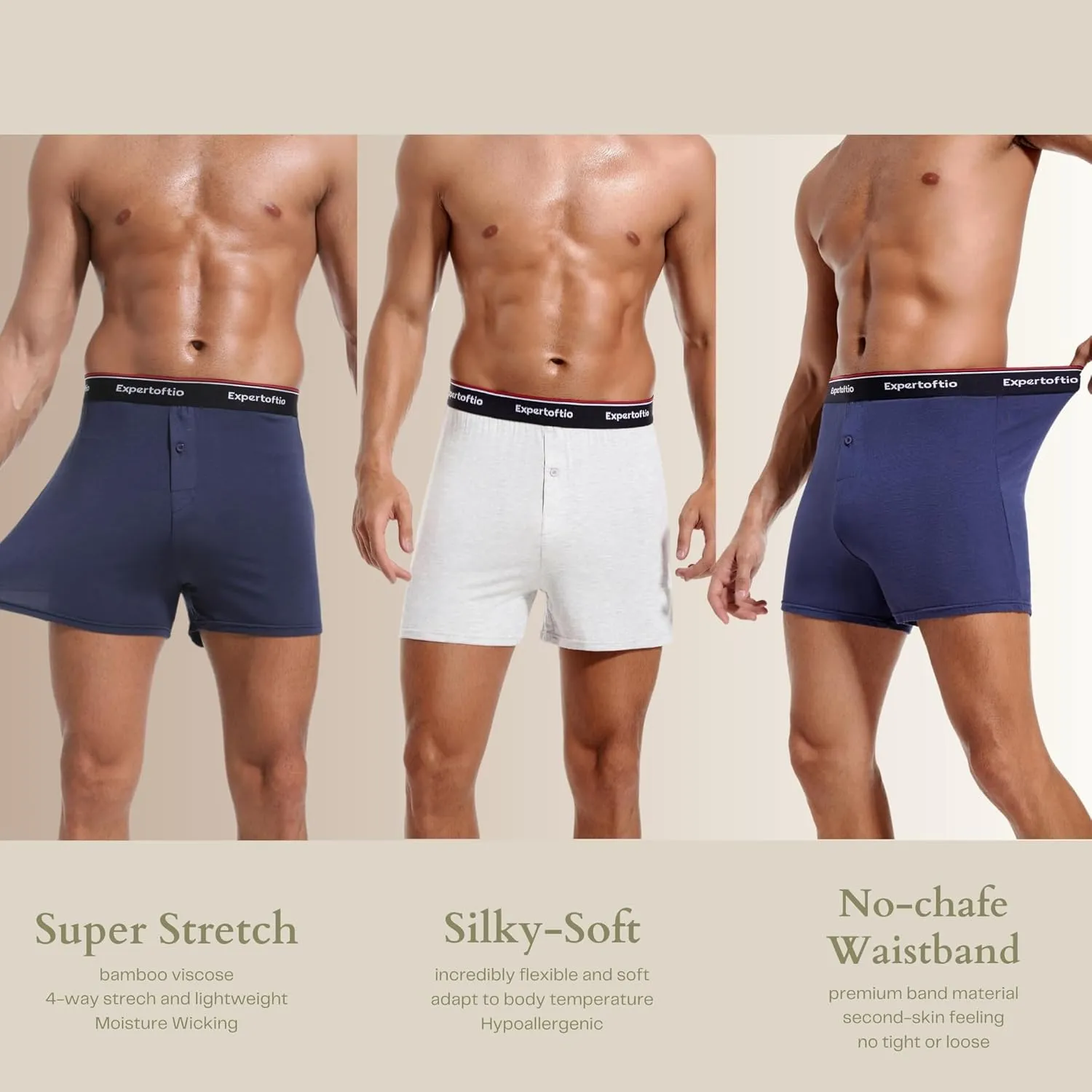 Boxers for Men Viscose from Bamboo Men's Underwear Boxer Shorts Breathable Mens Boxer, Loose Fit, Knit Pack