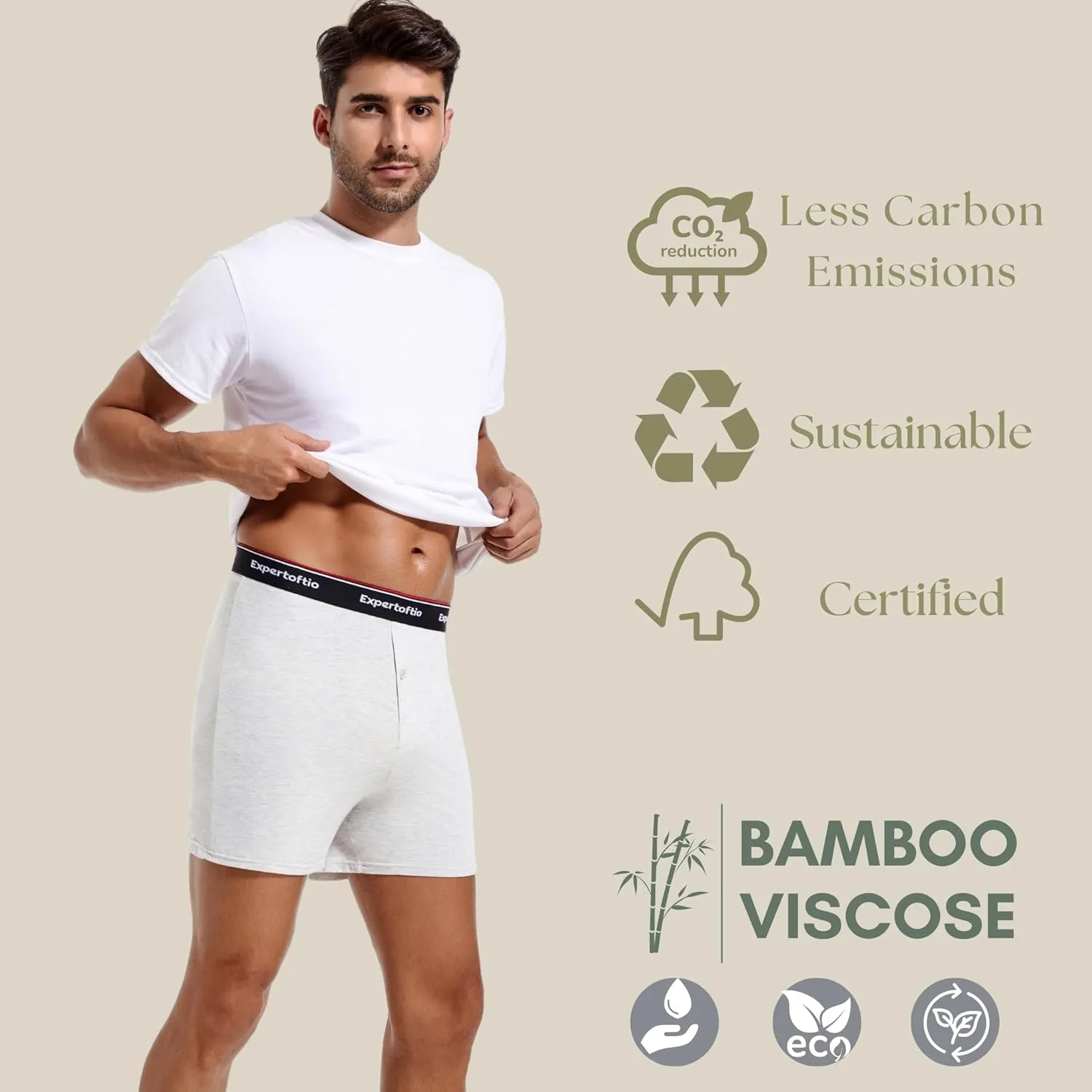 Boxers for Men Viscose from Bamboo Men's Underwear Boxer Shorts Breathable Mens Boxer, Loose Fit, Knit Pack