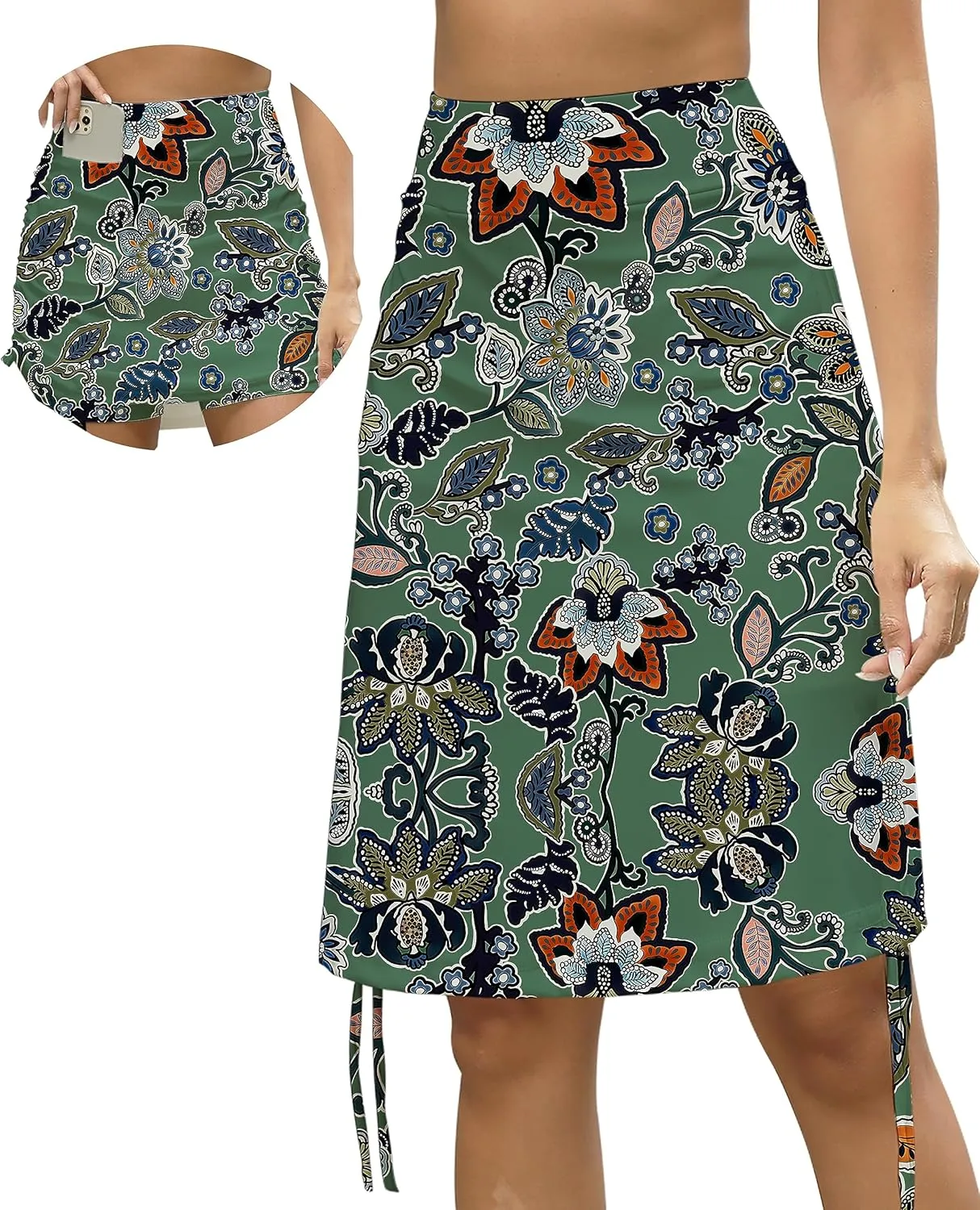 Cakulo Modest Knee Length Swim Summer Casual Skorts Skirts for Women Fashion Athletic Tennis Golf 20" Skirt Pocket