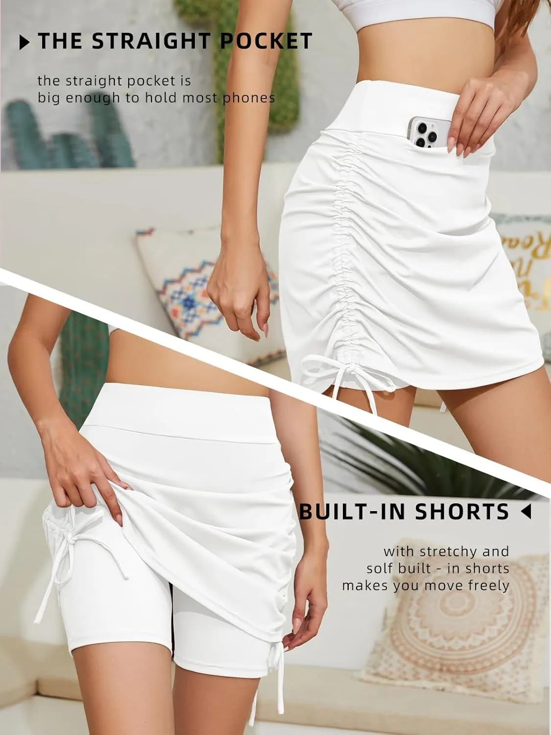 Cakulo Modest Knee Length Swim Summer Casual Skorts Skirts for Women Fashion Athletic Tennis Golf 20" Skirt Pocket