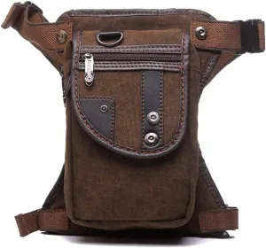 Canvas Drop Leg Bag Outdoor Waist Pack for Men Women Motorcycle Bike Cycling Multi-Pocket Waist Fanny Pouch Travel Hiking Climbing Thigh Bag