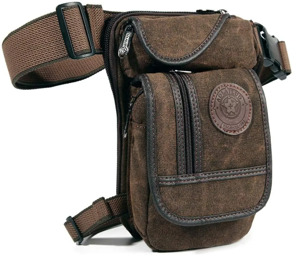 Canvas Waist Pack Drop Leg Bag for Men Women Belt Bumbag Multi-Purpose Motorcycle leg bag Outdoor Travel Hip Bag Hiking Climbing Thigh Bag