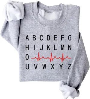 Cardiac Nurse Sweatshirt Women Registered Nurse Fleece Lined Long Sleeve Shirts Emergency Nurse Pullover Tops