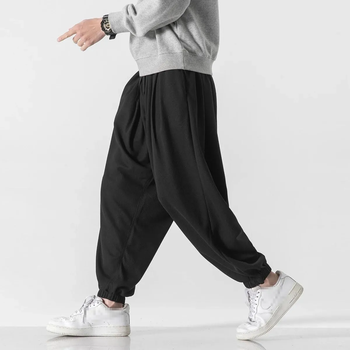 Chinese Style Loose Plus Size Harem Pants Spring Harajuku Casual Sports Trousers Men Sweatpants Joggers Male