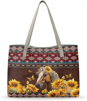 Coldinair American Flag Shoulder Bag Purse Tote Bag for Women Work Bag School Tote Bag Leather Travel Bags Handbags