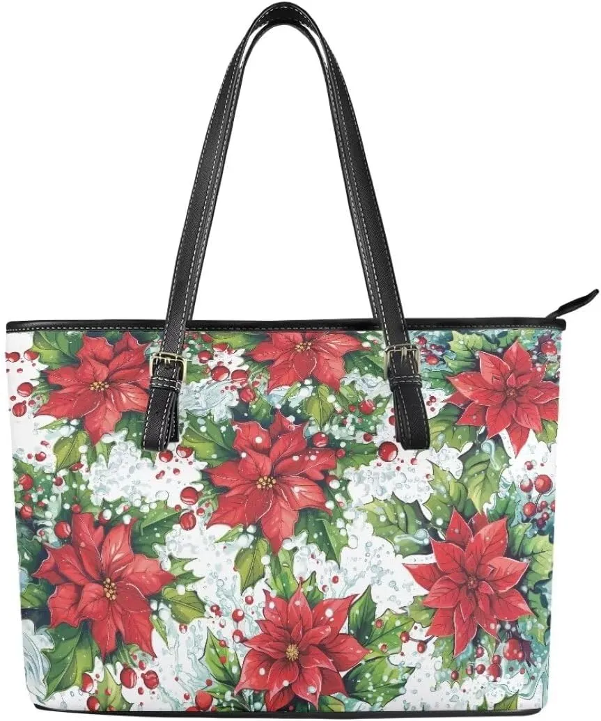 Coldinair Christmas Tote Bag for Women Leather Shoulder Bag Large Satchel Handbag Tote Bags Purse